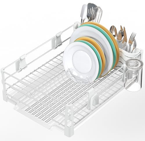 Simple Houseware Dish Drying Rack, White