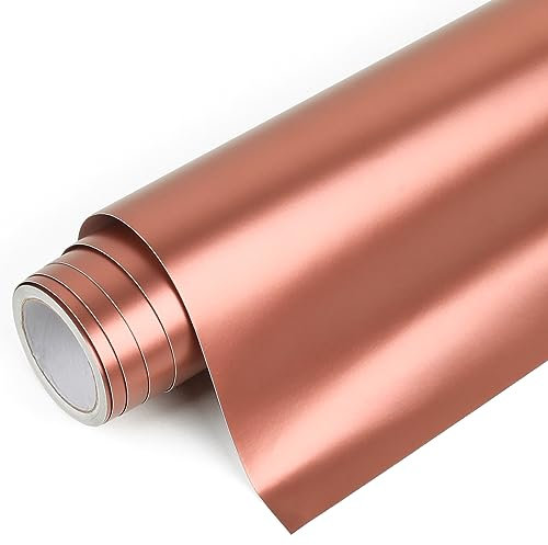 IModeur Galvanisiert Plotterfolie Vinyl Roségold Matt - 30,5 x 214 cm Vinylfolie Plotter Roségold für Silhouette Cameo, Selbstklebendes Vinyl für Scrapbooking, Schilder und mehr