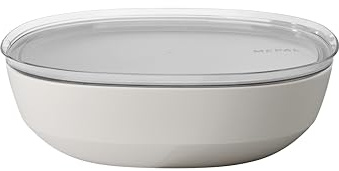 Mepal - Saladier avec couvercle Silueta - Lavable au lave-vaisselle et résistant au micro-ondes - Plat de service - Plats à tapas - Vaisselle - 4000 ml - Nordic white