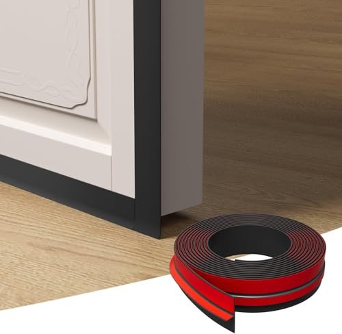 Elvone T-Shaped Door Draft Stopper, 1.97 in x 40 Ft Silicone Seal Strip for Windows Gaps, Weather Stripping Seal Strip Shower Sweep, Black
