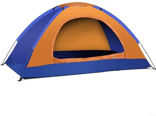 Tente de camping ultralégère avec sac de transport, imperméable, design à double porte, pour randonnées, excursions et sorties (1 personne orange)