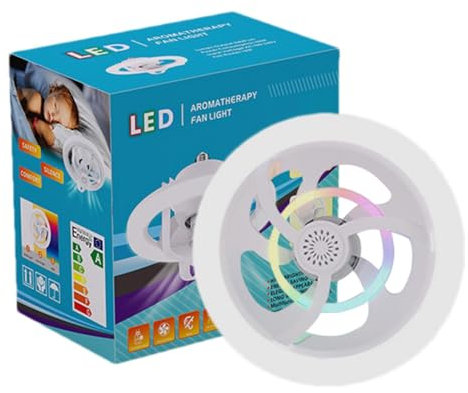 Luz Ventilador Con Zócalo, Luz Ventiladores Techo Perfil Bajo, Ventilador De Techo Pequeño Con Luz Y Control Remoto, Ventilador De Techo LED Giratorio De 360° Para Dormitorio, Sala De Estar, Comedor