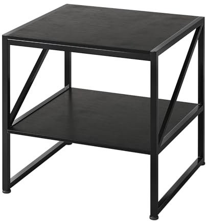MUTUN 50cm Square End Table, 20 Inch Side Table for Living Room, Bedside Table for Bedroom, Nightstand, Small Table, Black