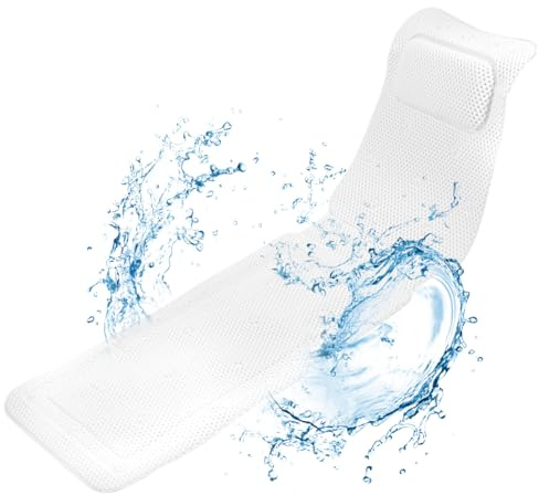 Foppla Oreiller de bain complet pour repose-tête et cou, oreillers de baignoire avec aspiration antidérapante à 30°, coussin de bain spa complet avec tapis de bain respirant