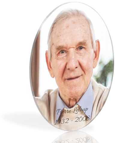 Médaillon Funéraire Personnalisé - Cadre Photo Personnalisable Souvenir - Portrait Commémoratif Personnalisé - Photo pour Plaque Funéraire - Ornement Cimetière (10x7,5 cm (standard))