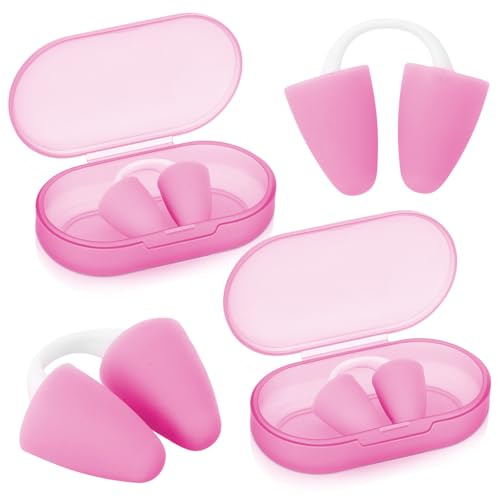 Relaxweex 2 Pack Nose Plugs for Swimming for Adults and Kids (Age 7-12), Waterproof Soft Silicone Swimming Protectors Nose Block Nostril Plugs for Swimmers Surfers Water Sports(Pink,Adults)