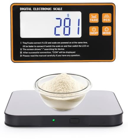 Bilancia da cucina divisa in acciaio inox, digitale, design suddiviso, 15 kg, alta precisione, 1 g, 7 unità di misura, con display LCD separato, funzione di conteggio e funzione tara