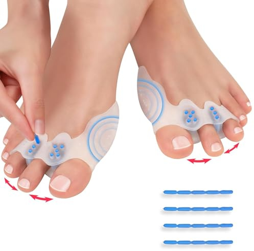 Bodytecni Corrector de Juanetes con Separador de Dedos Ajustable (4 Unidades) (2 Pares) - Separador de Dedos de Pie de Silicona 0% BPA - Correctores de Dedos del Pie - Separadores de Dedos de los Pies