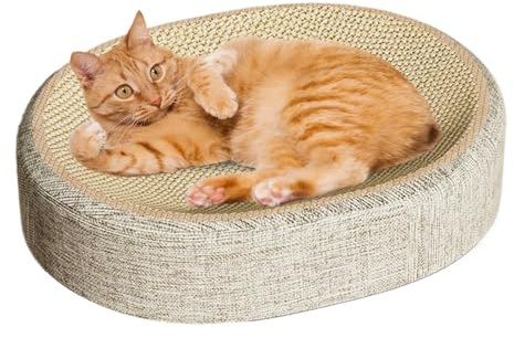 Cat Scratcher - Sisal Scratch Post | per grattare il gatto ovale | da grattare i cuscinetti di ricambio della tavola di bordello letti per animali domestici e protezione per mobili Cat