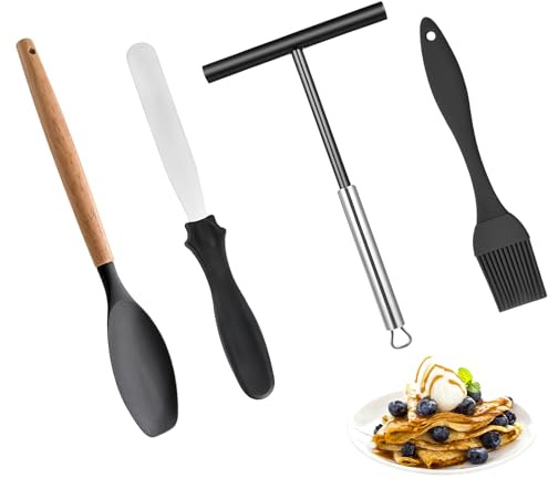 4 Pezzi Spatola Crepes Set 12×20 Cm Spatola per Crepes In Acciaio Inox per Pancake Pastella per Crêpe O Palatschinken Lavabile in Lavastoviglie