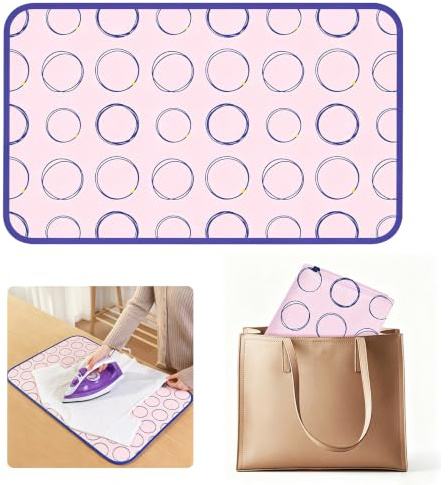 Alfombrilla de Planchar, 70 x 40 cm Portátil Manta de Planchar Alfombrilla,Alfombrilla de Planchado Resistente al Calor con Barrera de Vapor, para mesas, Camas y Espacios reducidos (Rosa)