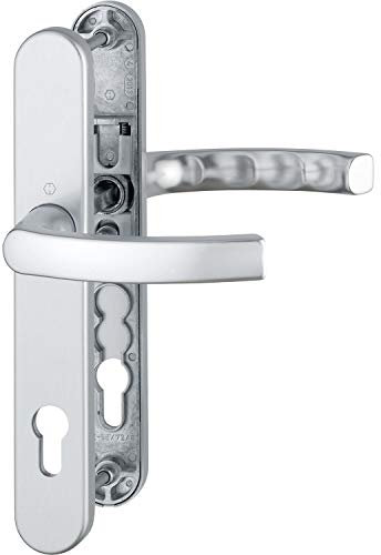 HOPPE 3760911 Drückergarnitur LIÈGE - auf Schmalschild, Türstärke 67-72, silber eloxiert