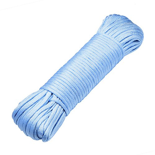 DonDon 30 meter långt tygband nylonsnöre paracord-rep överlevnadsrep för hantverk och campingaktiviteter utomhus 4 mm - 7 snören ljusblå