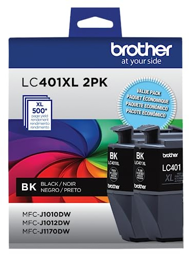 Brother Genuine LC401XL 2PK High Yield 2-Pack Black Ink Cartridges