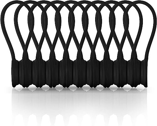 Xrkuu Lot de 10 attaches de câble magnétiques réutilisables en silicone pour organiser et regrouper les fils, câbles d'écouteurs, cordons et chargeurs