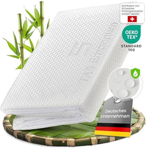 TAS Emporium Matratzenschoner 90x200 – wasserdicht & atmungsaktiv – aus Bambus-Viskose – Oeko-TEX® & Dermatest® geprüft – Allergiker geeignet – Milbenschutz – Waterproof Mattress Protector