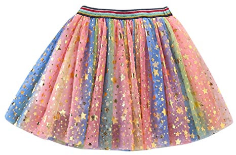 Tüllrock Kinder Ballettrock Regenbogen Minirock Prinzessin Tanzkleid Mädchen Tüll Tanz Röcke für Kinder Tutu Röcke Mädchen Tutu Tüll Sterne Funkelnde Pailletten Ballett Rock