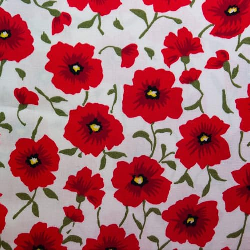 Rose and Hubble blommigt tryckt tyg - 100 % bomullspoplin för klädtillverkning, quiltning och hantverk - mjukt, bomullstyg för sykläder, heminredning, väsktillverkning (CP0945VRY, 0,5 meter)