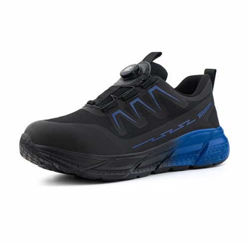 Loiston Chaussures de Sécurité Hommes Femmes Chaussures de Travail Embout Acier Basket Securite Légère Industrie Antidérapante Chantiers S3 Confortable Bleu 39