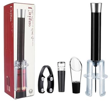 Ouvre-bouteille de vin rouge - Accessoires multifonctionnels pour décapsuleur de vin - Kit ouvre-bouteille manuel pour la maison ou l'extérieur