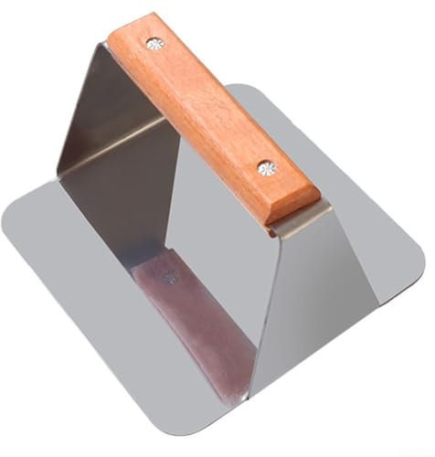 Prensa de hamburguesas de acero inoxidable de 5.5 pulgadas, prensa de hamburguesas aplastada de peso pesado, accesorios de barbacoa cuadrados/redondos para carne de hamburguesa (cuadrada)