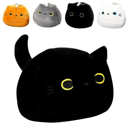 WFKKMEQ Cat Plush Toy, 32CM Plushie Throw Pillow with 4 Kitten Stuffed Animal Doll Cartoon Stuffed Toy Cushion Doll Plushie Toy Plush Doll Cuddly Animals Dolls Hugging Pillow Gift for Kids