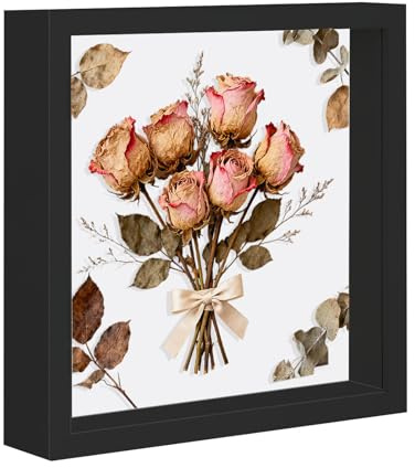 Yudobliss Marco de Fotos 3D Profundo Negro 30 x 30 cm, Marco de Fotos 3D Madera, Marco de Objetos 3D 3cm, Marco Flotante Vertical