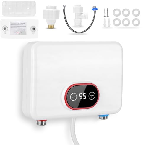 Gugxiom Mini elektrisk omedelbar varmvattenberedare, 220 V 5 500 W köksvarmvattenberedare med LED-temperaturvisning, liten omedelbar vattenvärmare för kök badrum