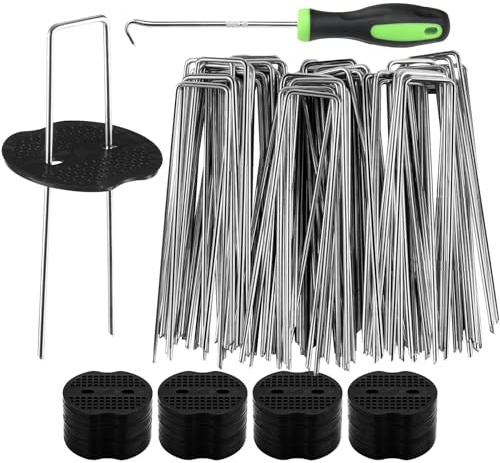 Estacas para Tela De Jardinería - Clavos Metálicos Galvanizados,50 Piquetes para Césped y Jardín | para Patio Granja Jardín Entrada Cable Cerca Manguera Césped