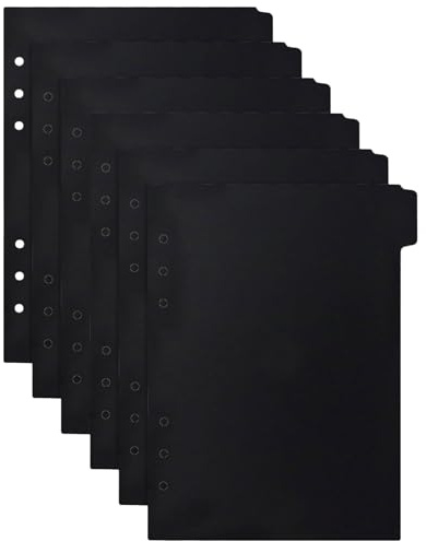 jojofuny 6 Pezzi Divisori Indice per Raccoglitori A5 in Pp Nero 6 Fori, Separatori per Quaderni e Agende, Accessori Pratici per Organizzazione e Riferimento Rapido
