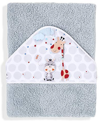 Interbaby 01127-31 Baby Kapuzenbadetuch JUNGLA grau, grau 100 cm x 100cm