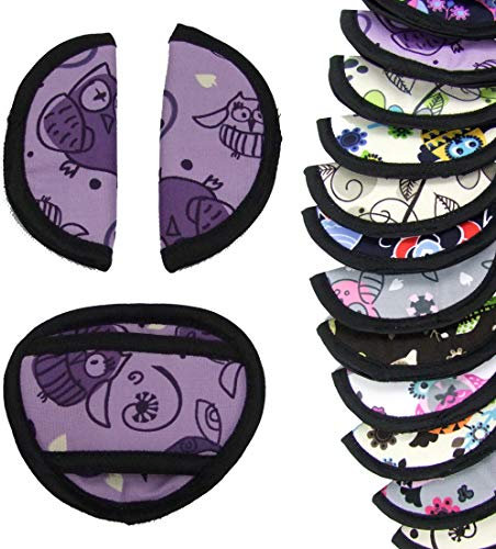 BAMBINIWELT 3tlg. SET, Gurtpolster+Schrittpolster, UNIVERSAL, für Babyschale Gruppe 0 z.B. Maxi-Cosi, Römer, EULE (Eule $6) XX