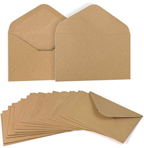 ValBox 4.6x6.3 Kraft Envelopes 100 PCS 120 GSM Brown Contour Flap Invitation Envelopes for Baby Shower, Graduation, Wedding, Invitations - Gummed Flap