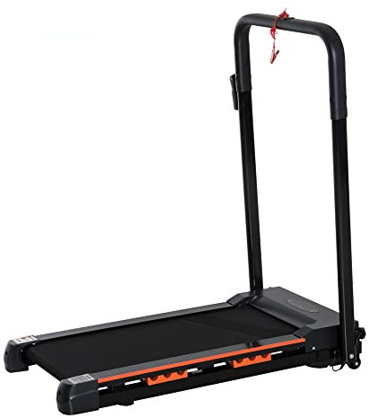HOMCOM Elektrisches Laufband mit LCD Display, Faltbares Fitnessgerät, 1-6 Km/h, Stahl, Schwarz, 105 x 56 x 108,5 cm