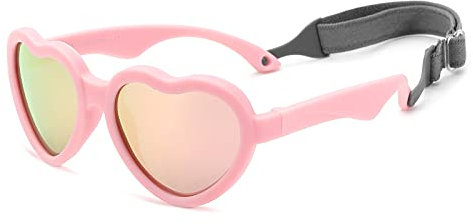 COASION Polarisierte Baby Sonnenbrille Herz mit Verstellbares Band für 0-24 Monate Neugeborene Jungen MäDchen, TPEE UV400 Schutz