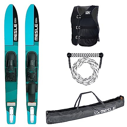 MESLE Wasser-Ski Set XPlore 157 cm mit Weste Sportsman + Leine Combo + Tasche Universal, Anfänger und Fortgeschrittene Combo-Ski Ausrüstung für Jugendliche und Erwachsene