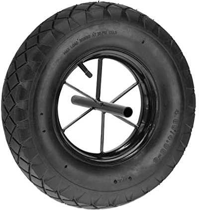 Relaxdays Schubkarrenrad, 4.80 4.00-8, luftbereift, bis 120 kg, Luftrad mit Fester Achse, Ersatzrad Schubkarre, schwarz