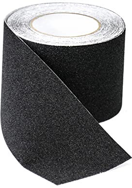 QWORK® Bande Antidérapante Escalier - 10 m x 10 cm - Ruban Antidérapante Autocollant pour Escaliers Échelles Sols Glissants Intérieur et Extérieur (Noir)