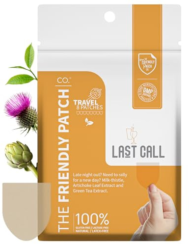 The Friendly Patch Last Call Patch - Late Night Out - Plant Powered Wearable Patches with Vine Tea, Caffeine, Milk Thistle, Artichoke Leaf Extract - Wellness 8 Pack