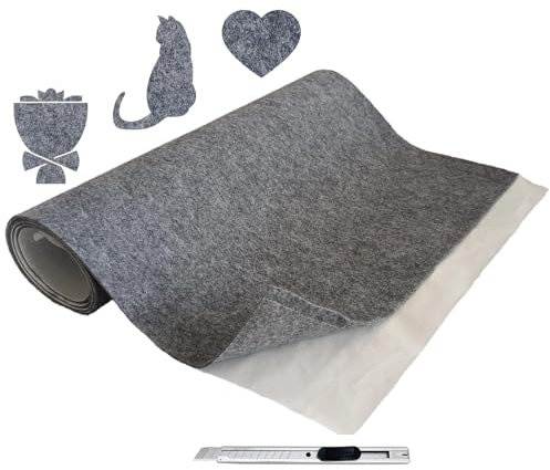 MEIRRAI Filzgleiter Selbstklebend Filz Soft Filzstoff Meterware 40x200cm, Selbstklebender Filz 2 mm Dicke, Zuschneidbar in Jeder Form (Grau)