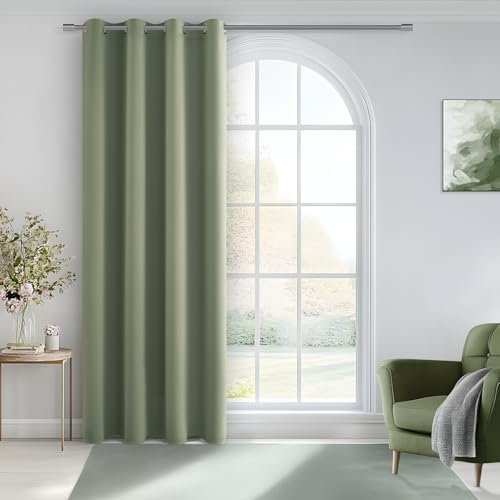 MRTREES Thermovorhang Tür Vorhang Blickdicht Grün, Verdunkelungsvorhang 210 cm Lang 140 cm Breit, 1 Stück, Blickdichte Vorhänge Kälteschutz Ösen Gardinen für Wohnzimmer Kinderzimmer