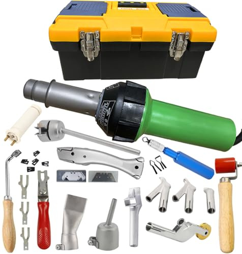 Beyondlife 1600W Hot Air Plastic Welder Gun, Handheld Torch Welder Pistol Vinyl PVC TPO Welding Heat Gun Tool Set, with Various Speed Welding Nozzles, Vinyl Flooring Skiving Kit
