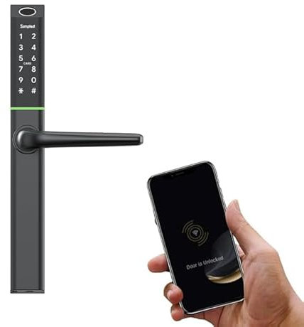 Simpled TF Weatherproof SlimSeries Smart Lock Touch, 7-in-1, Fingerprint Keyless Security Entry Door Lock, Bluetooth Electronic Deadbolt, Smartphone Access - Designed for The UK Weather, Matt Black