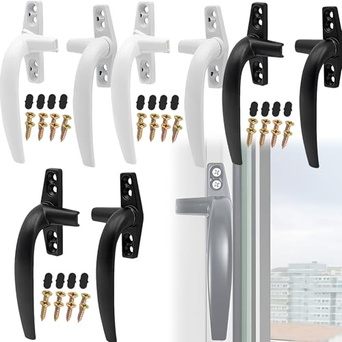 CXAFQ 8 Pcs Poignée De Fenêtre Universelle, 142 x 15 Mm, Alliage d'Aluminium Épaissi Et Alliage De Zinc Matériel, Peinture De Cuisson à Haute Température, Solide Et Durable, Pour Portes Et Fenêtres