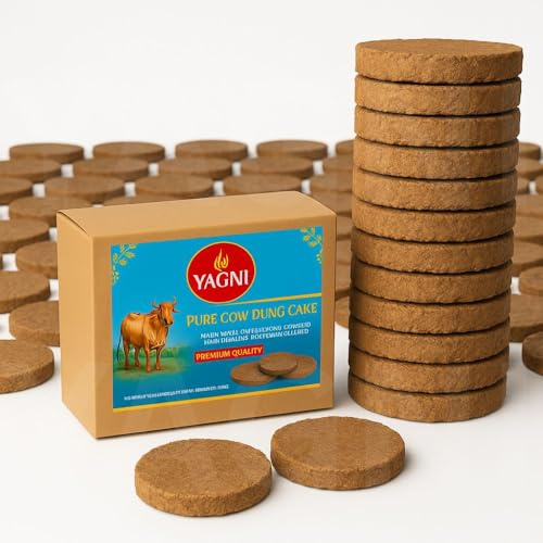 YAGNI 100% Pure & Desi Cow Dung Cakes (Pack of 36) for Puja, Havan, Yagna, Agnihotra, Organic Fertilizer | Sun-Dried, Eco-Friendly | Sacred Ritual Use |
