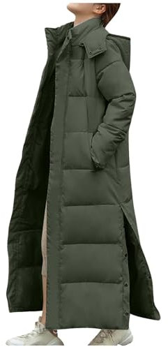 Barley Direct Maxi Puffer Jacket Women,Longline Padded Coat Long Hoodie Winter Warm Quilted Padded Jacket Hooded Long Parka Coats Down Coat With Removable Hood(Army Green,L)