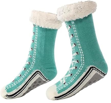 Ultratjocka kashmirtofflor, hemsockor, mjukt kashmirfoder, halkfri botten, mjuka fluffiga julsockor for inomhusbruk(#04)