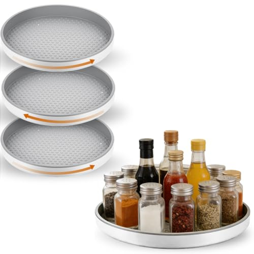 4-pack roterande tallriksorganisatör kylskåp, 25,4 cm Lazy Susan roterande tallrik för kök & skåp, 360° roterande kryddhylla & kylskåpsorganisatör, hållbart rundbord för maximalt utrymme
