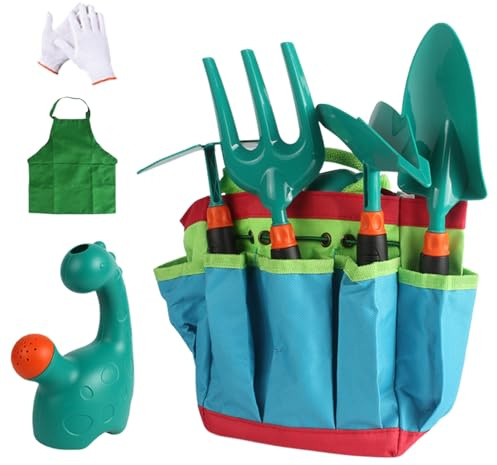 Bawiaueu Outils de Jardinage pour,Kit de Jeu Éducatif et Ergonomique | Trousse de Jardinage Enfant - pour Le Rempotage Mélange de Terreau Bêchage Taille Arrosage et Entretien du Jardin