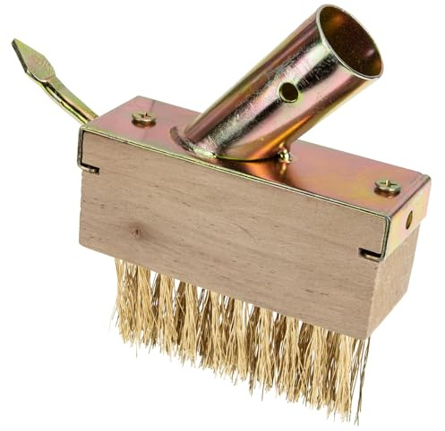 TOBBOMEY Spazzola per Diserbo da Giardino in Filo D’Acciaio Raschietto Triangolare, Utensile Manuale per Pulizia Fessure e Rimozione Erbacce su Pavimentazioni e Vialetti, Manico in Legno